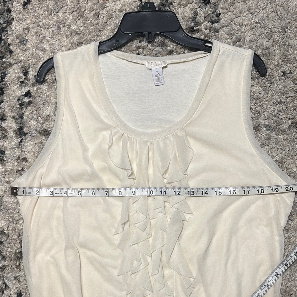 PLUS SIZE Chico's Cream Ruffle Tank Top - Picture 8 of 9